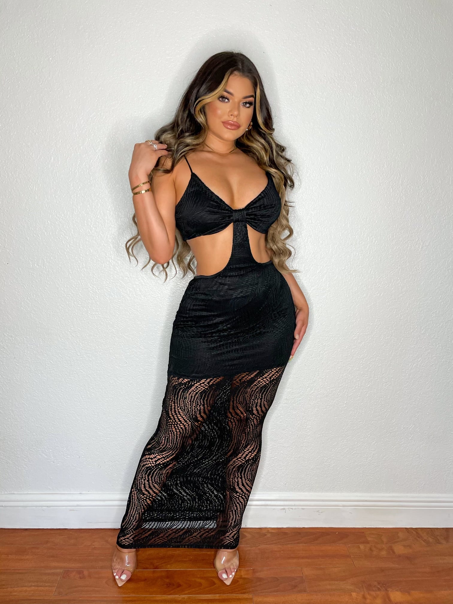 Oasis Babe Midi Dress in Black